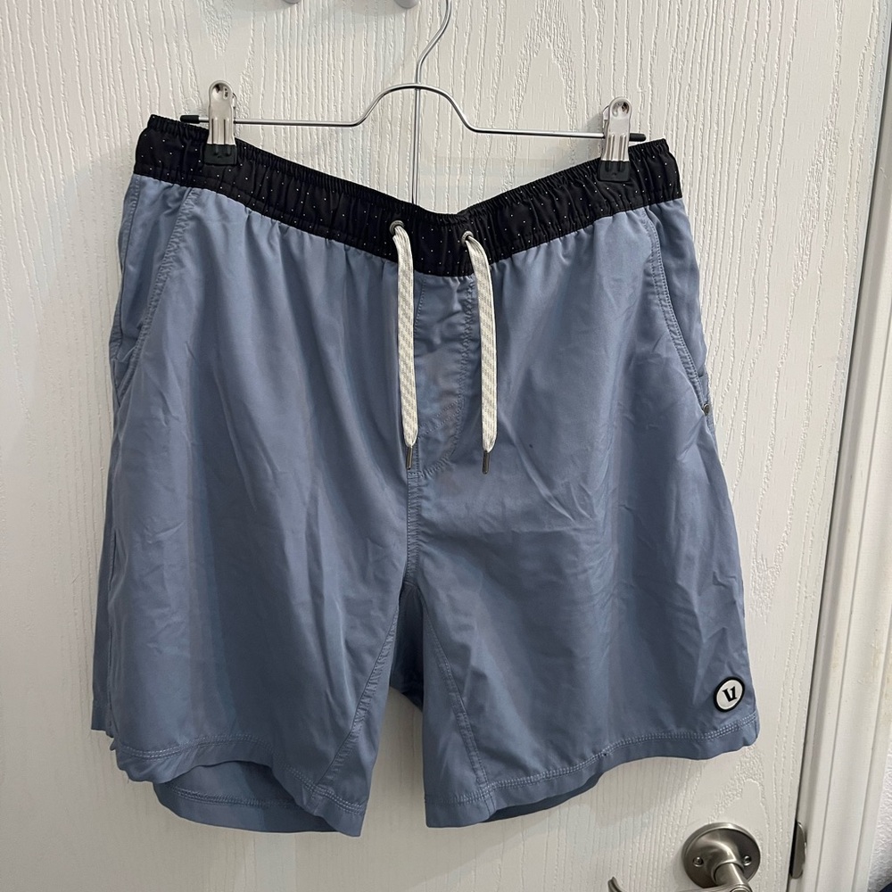 Vuori Men's Athletic Shorts in Light Blue and Black